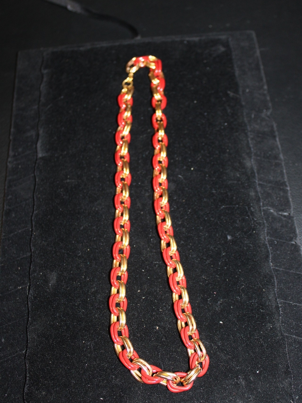 Gold and Red Link Chain Necklace - Women Jewelry